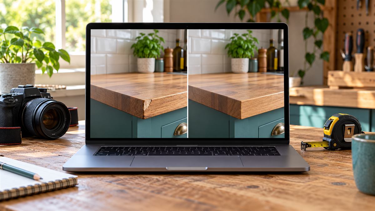 Before-and-after repair photo comparison