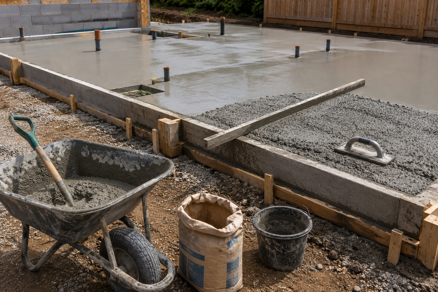 concrete calculator showing volume and bag yield inputs