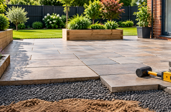 Paving slab calculator for patio area and materials planning
