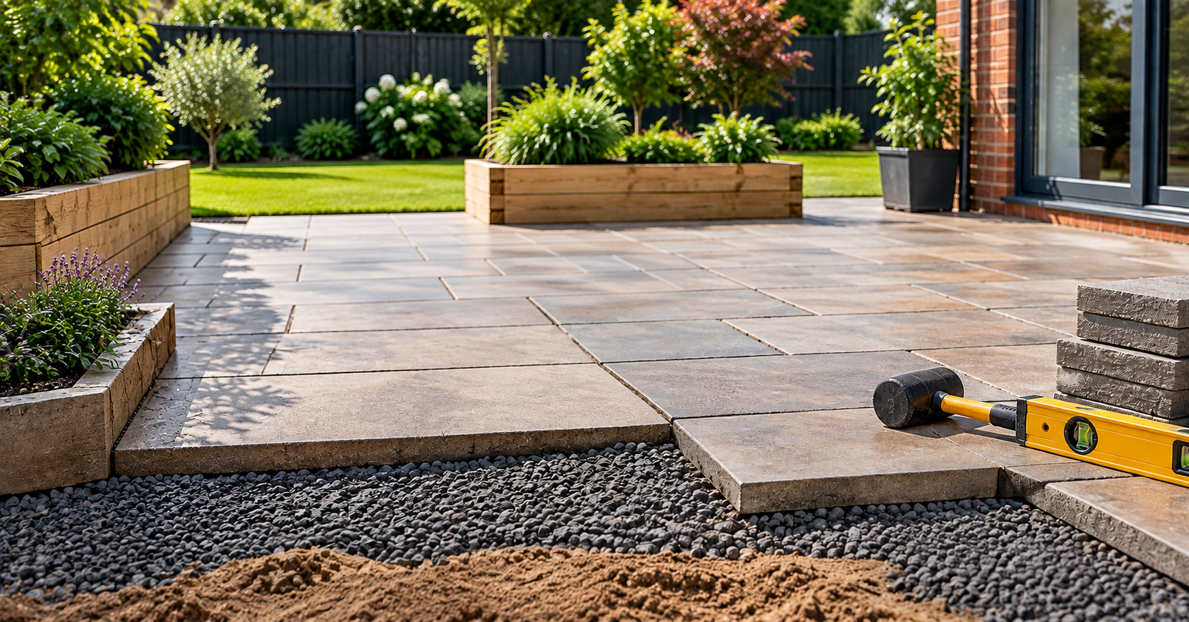 Paving slab calculator for patio area and materials planning