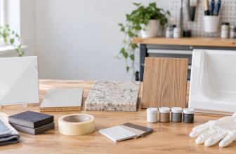 Cosmetic hard surface repair materials including tile, laminate, stone, wood and bath samples